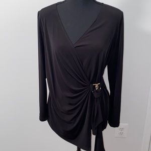 Long Sleeve Crossover V Neck Shirt